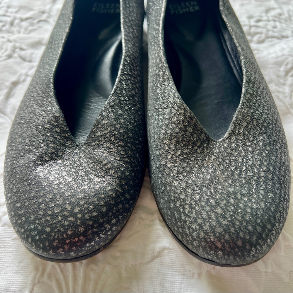 Eileen‎ fisher dressy black/silver ballet flats, sz 7M
